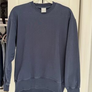 Aritzia TNA Cozy Fleece Crewneck Sweater - Navy Blue